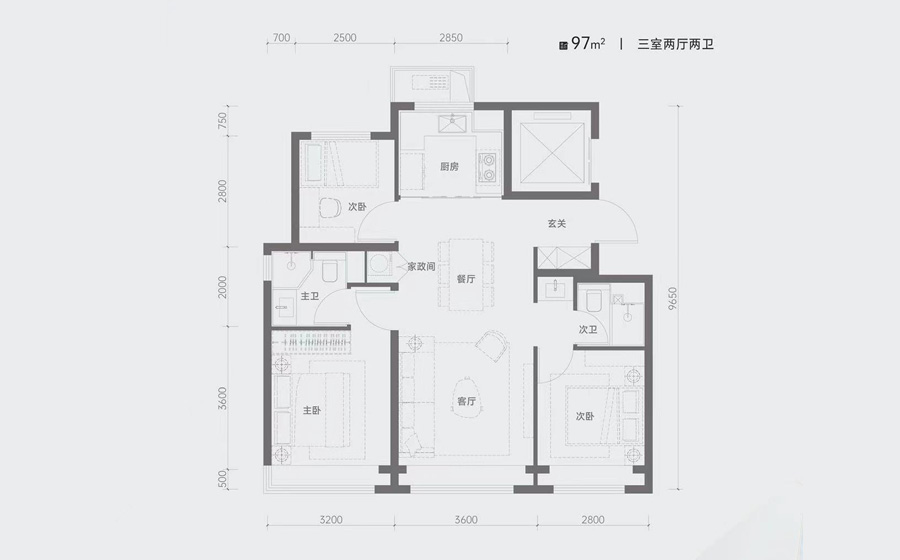 保利天汇3室2厅2卫