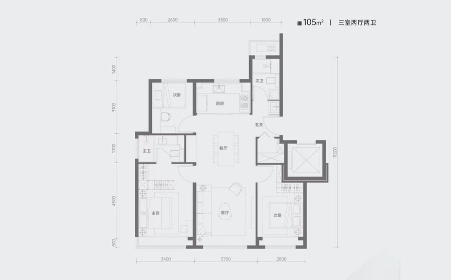 保利天汇3室2厅2卫