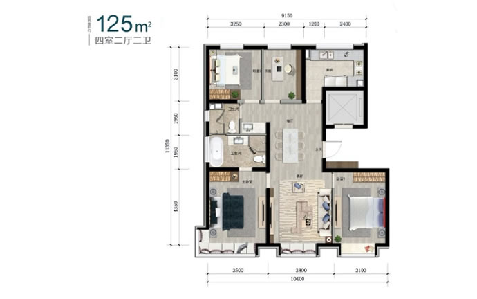 城市之光东望建面125㎡四居